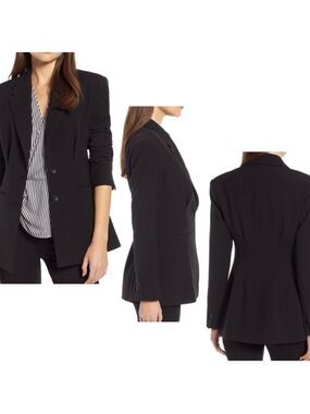 Something Navy Arielle Charnas Cinched Waist Emphasis 2-button blazer jacket S